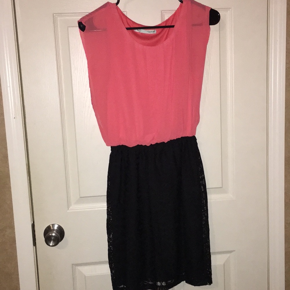 Pink and black dress